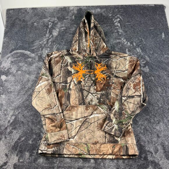 Under Armour Real Tree Fleece Hoodie Camo Brown Men's L Pullover Hunting - Picture 1 of 11